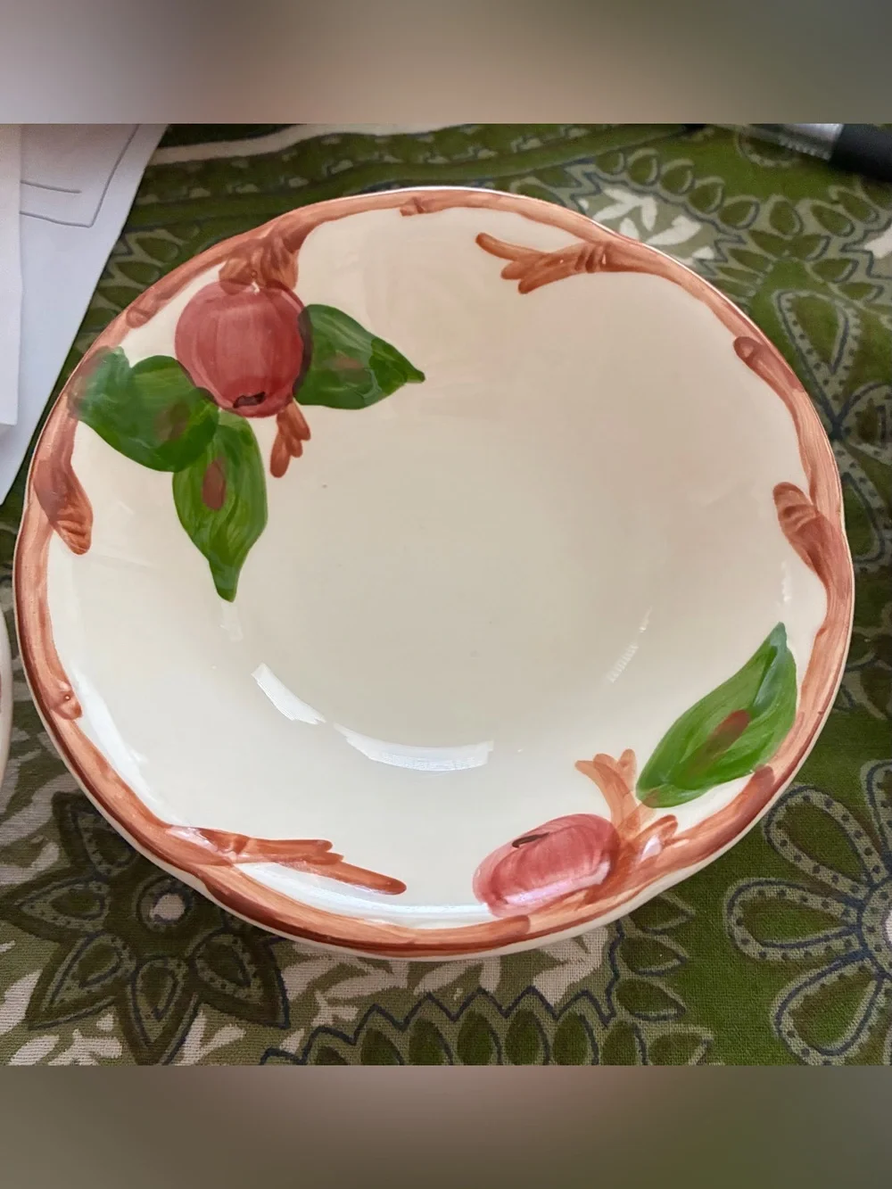 Franciscan Apple Bowls. Two 5”,one 6”. Dating 1963, 1979 & 2004. EC. Handpainted